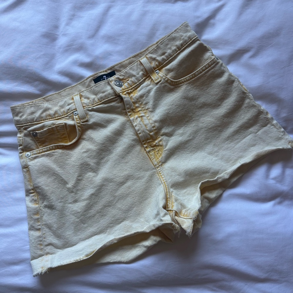 7 For All Mankind Yellow Jean Shorts